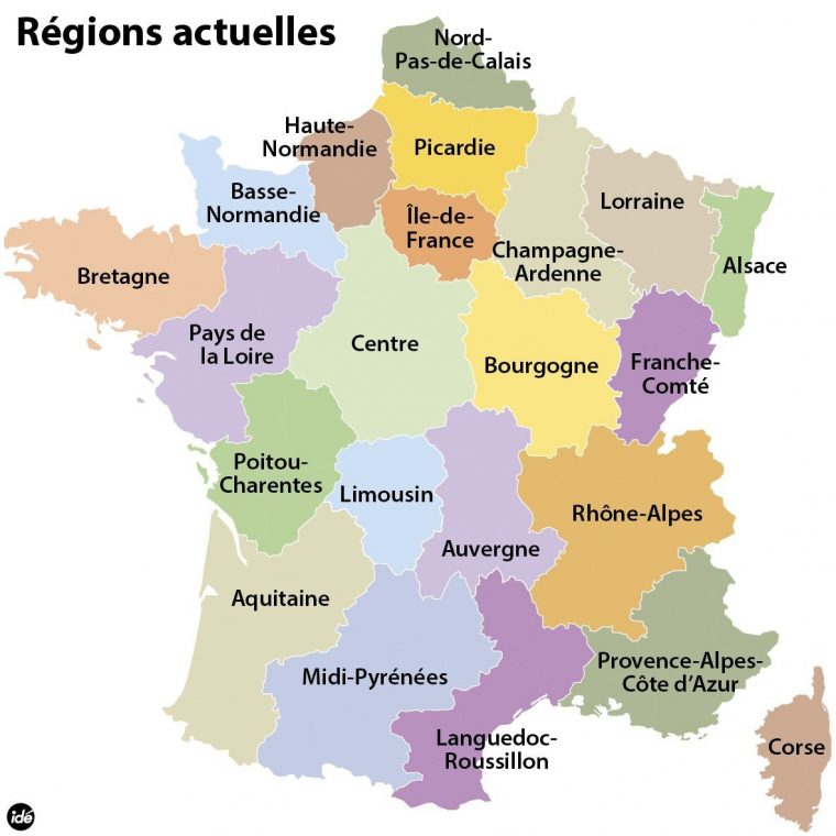 Le 22 Regions De La France dedans Liste Des Régions De France