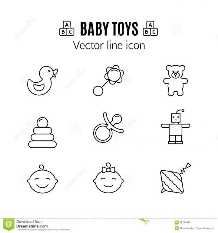 Le Bébé Joue La Ligne Mince Icône Jouet D'enfant De Symbole à Jeux Pour Bébé En Ligne