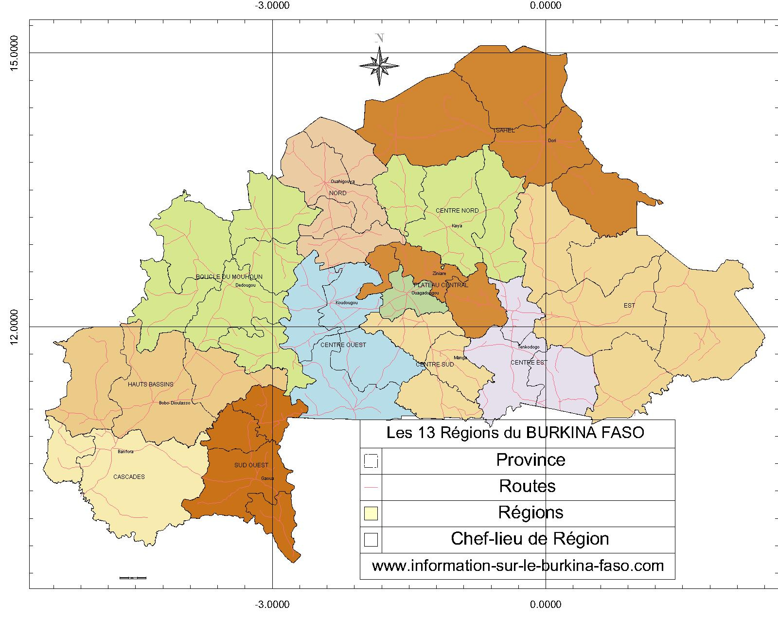 Le Burkina Faso: Toutes Les Cartes Thématiques Pour Vous. pour Les 13 Régions