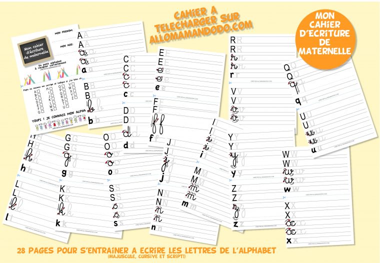 Le Cahier D'écriture De Maternelle À Télécharger ( Gratuit dedans Exercice Grande Section Maternelle Gratuit A Imprimer