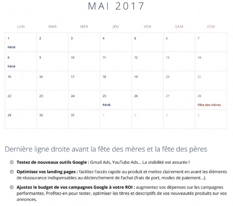 Le Calendrier 2017 Des E-Commerçants intérieur Calendrier 2017 En Ligne