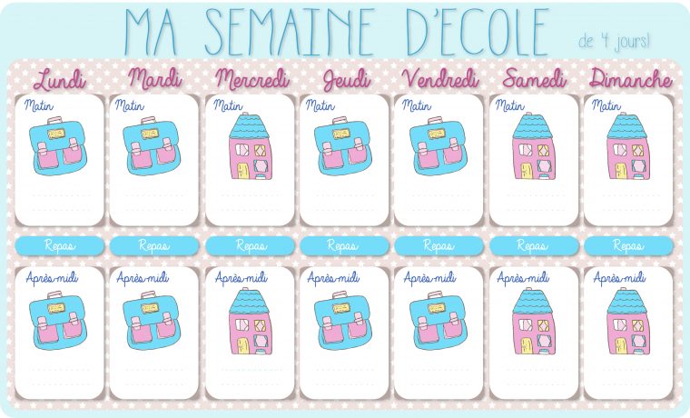 Le Calendrier De La Semaine D'école À Imprimer! (Cadeau à Calendrier Enfant Semaine