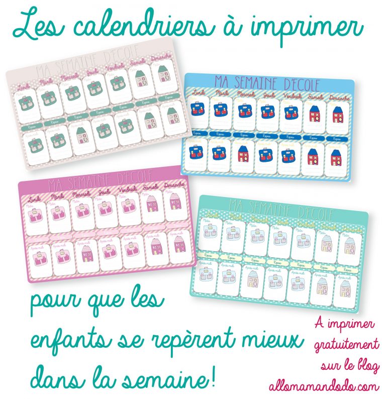 Le Calendrier De La Semaine D'école À Imprimer! (Cadeau à Calendrier Enfant Semaine