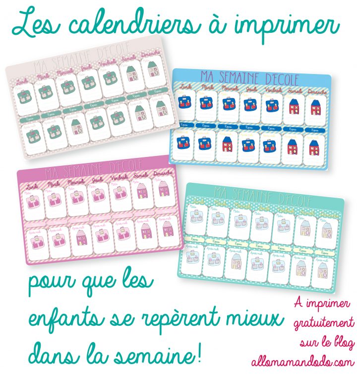 Le Calendrier De La Semaine D'école À Imprimer! (Cadeau dedans Calendrier Ludique À Imprimer