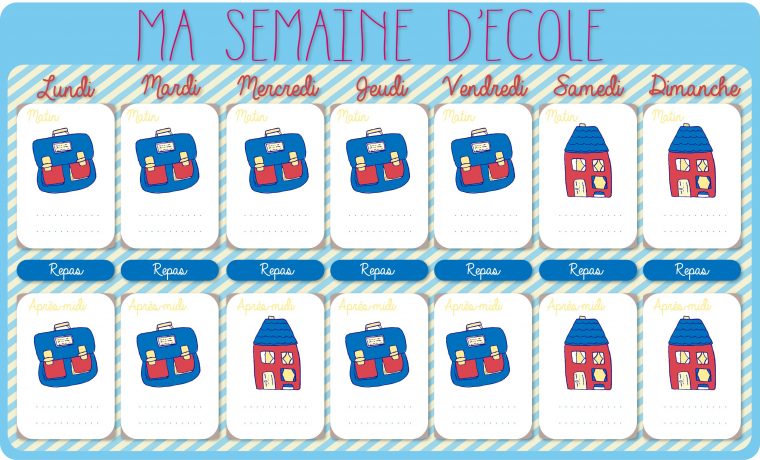 Le Calendrier De La Semaine D'école À Imprimer! (Cadeau tout Calendrier Enfant Semaine