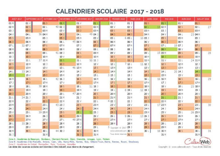 Le Calendrier Scolaire 2017-2018 À Imprimer – Bdm dedans Calendrier 2018 À Imprimer Pdf