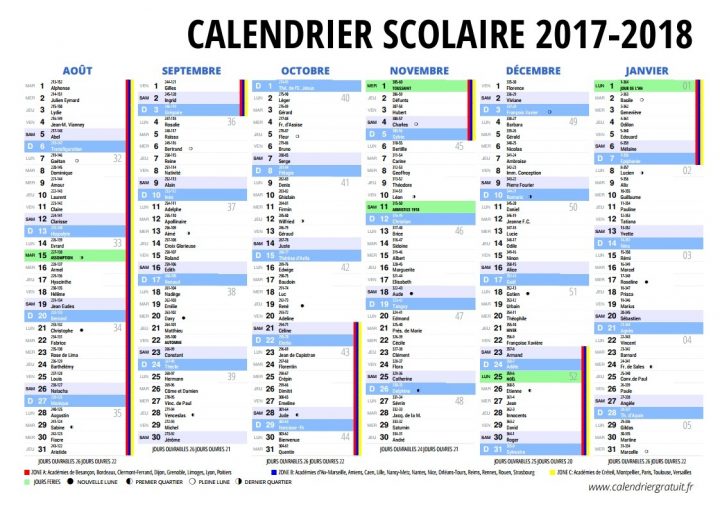 Le Calendrier Scolaire 2017-2018 À Imprimer – Bdm encequiconcerne Calendrier 2018 Avec Jours Fériés Vacances Scolaires À Imprimer