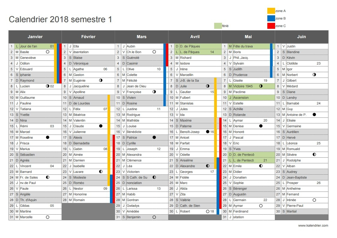 Le Calendrier Scolaire 2017-2018 À Imprimer - Bdm intérieur Calendrier 2018 Avec Semaine