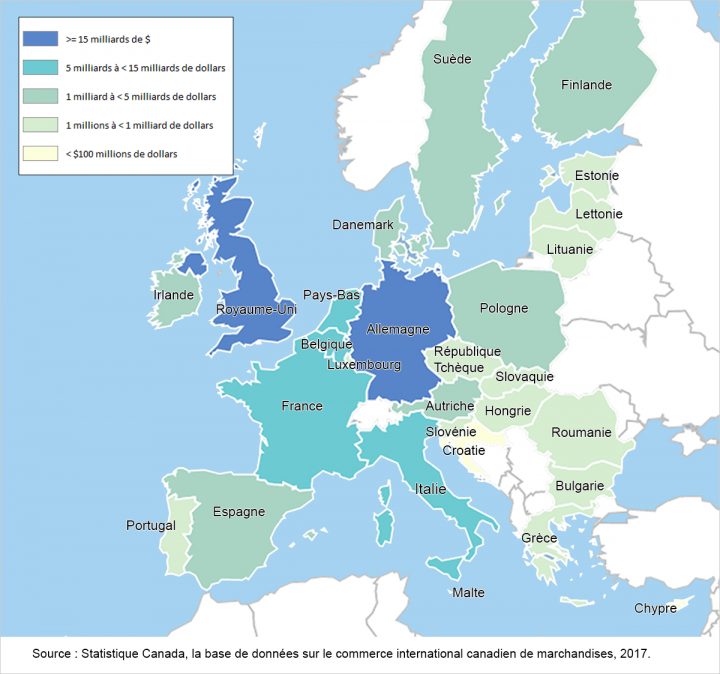 Le Commerce Total Du Canada Avec L'union Européenne, 2016 avec Carte De L Union Europeenne