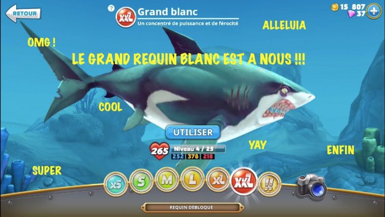 Le Grand Requin Blanc Débloqué ! – Hungry Shark World #4 pour Requin Jeux Video