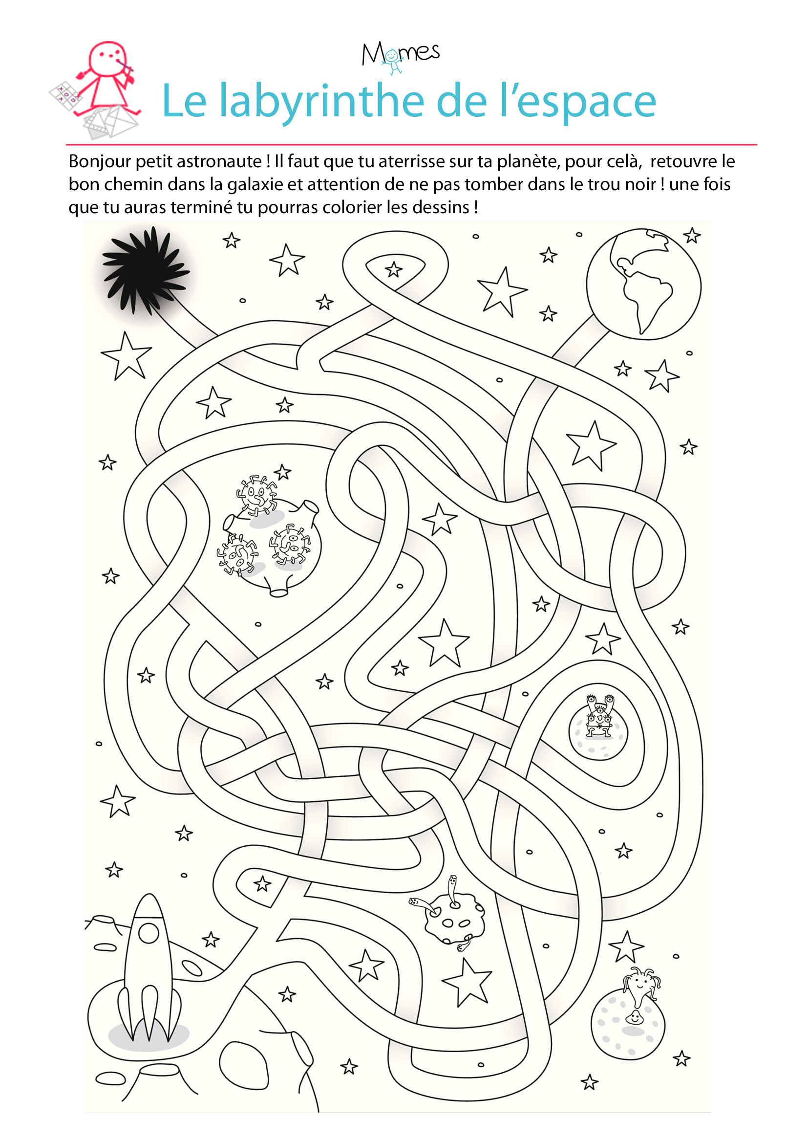 Le Labyrinthe De L&amp;#039;astronaute - Momes tout Labyrinthes À Imprimer 