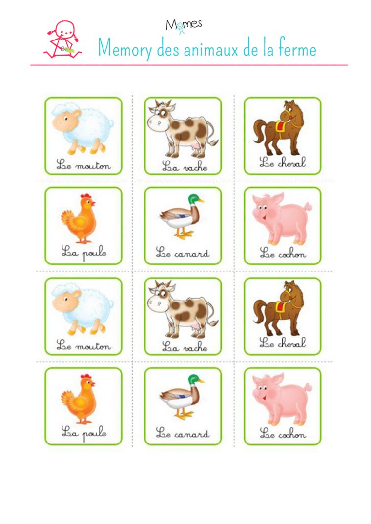 Le Memory De La Ferme – Momes dedans Jeu Memory Enfant