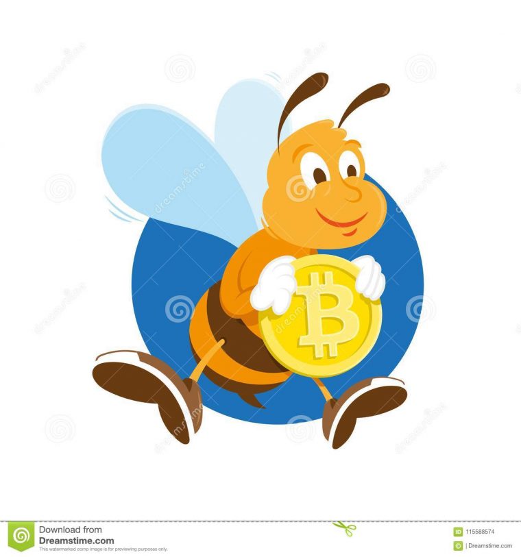 Le Mineur D'abeille Gardent Le Bitcoin D'or Illustration De tout Mineur D Or