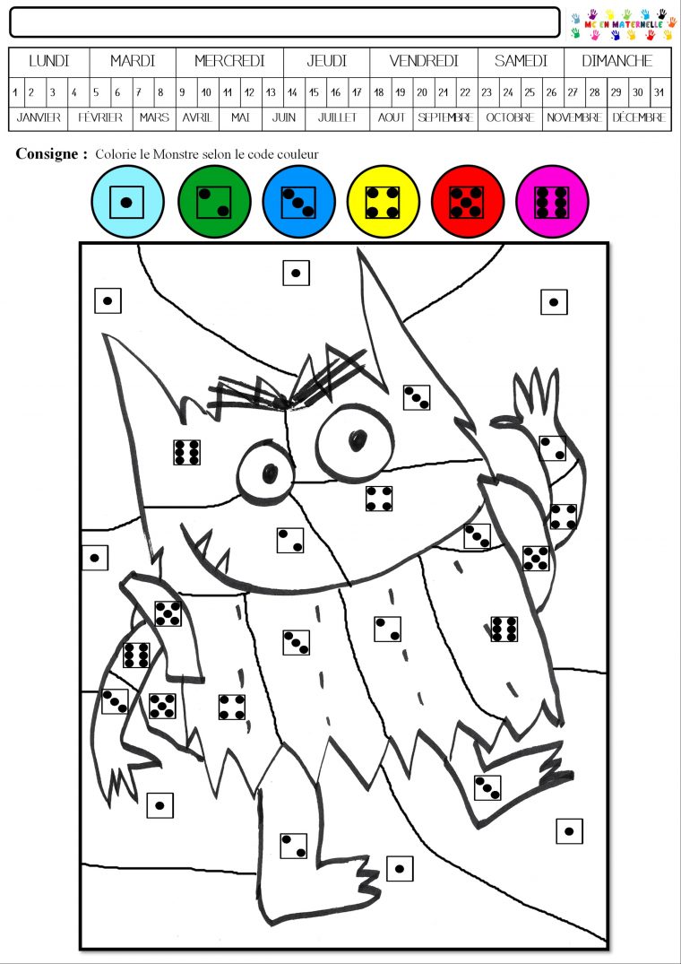 Le Monstre Des Couleurs Va À L'école : Coloriage Magique à Coloriage Codé Gs