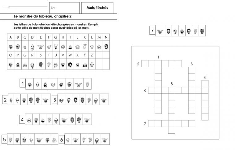 Le Monstre Du Tableau, Mots Fléchés Ce1 – École Maternelle encequiconcerne Coloriage Magique Alphabet Cp