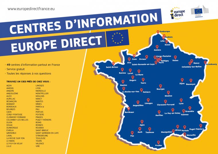 Le Réseau Europe Direct serapportantà Carte Union Europeene