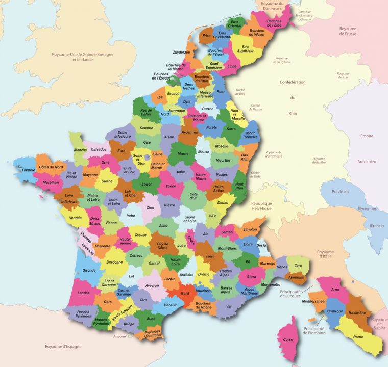 Le Splaf – Carte De La France En 1811 à Combien De Departement En France