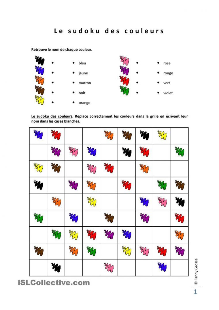 Le Sudoku Des Couleurs | Sudoku, Jeux Pour Apprendre Et Couleur dedans Activité Pour Apprendre Les Couleurs