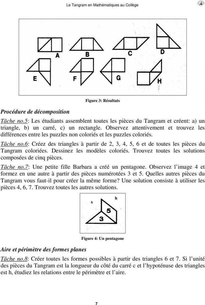 Le Tangram En Mathematiques Au College – Pdf Téléchargement à Tangram Modèles Et Solutions