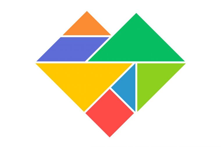 Le Tangram Niveau Facile, Un Cœur pour Jeu De Tangram À Imprimer