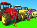 Learn Colors With Tractor &amp; Jetski W Superheroes Cartoon à Dessin Animé De Tracteur John Deere