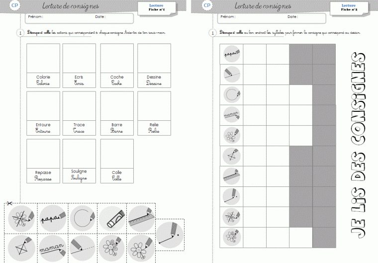 Lecture Cp – Les Consignes – Cycle 2 ~ Orphéecolecycle 2 concernant Travail De Cp A Imprimer Gratuit