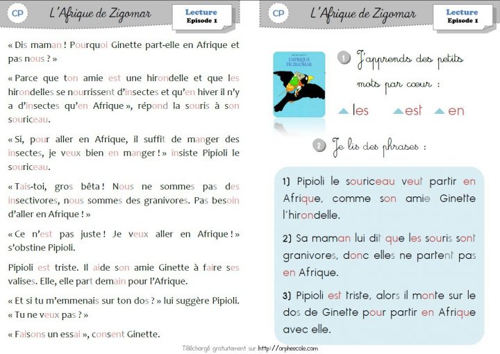 Lecture / Littérature Cp Et Ce1 – L'afrique De Zigomar (P.3 pour Cahier D Écriture Cp Gratuit À Imprimer