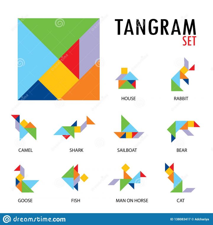 L'ensemble Coloré D'icônes De Jeu De Tangram Faites Avec Des avec Jeux De Tangram Gratuit