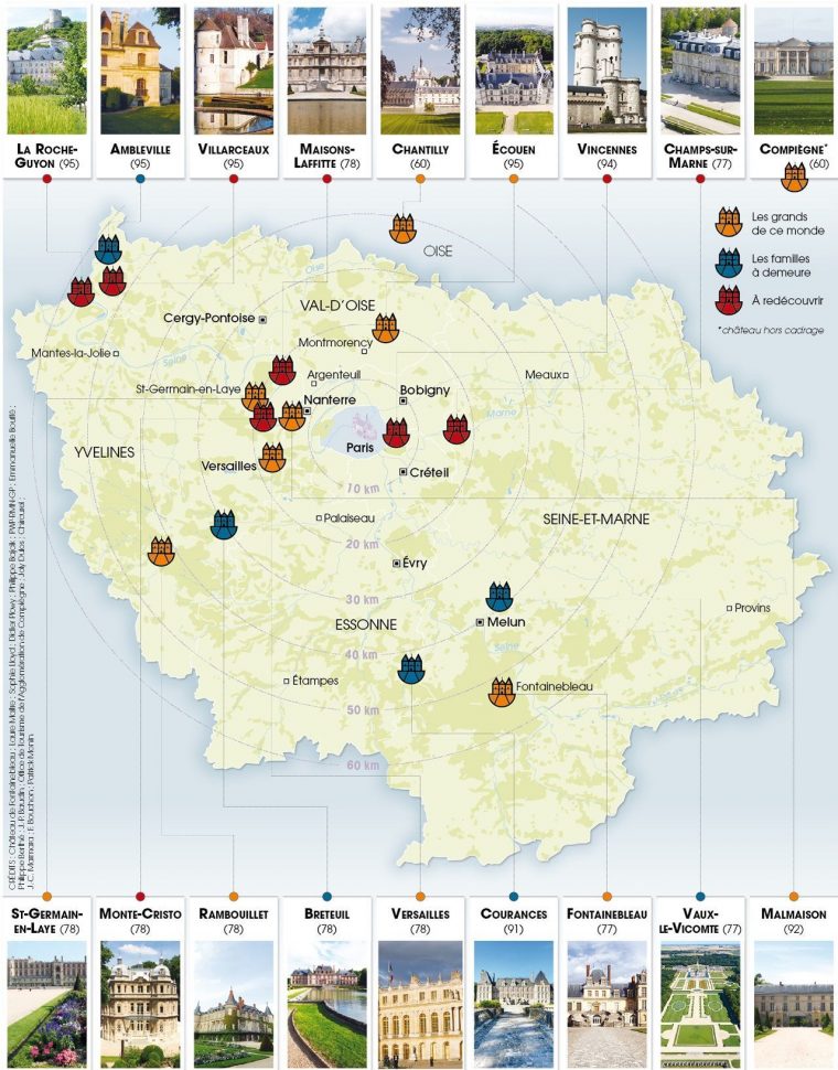 Les 18 Châteaux À Visiter Autour De Paris encequiconcerne Carte De France Pour Enfant