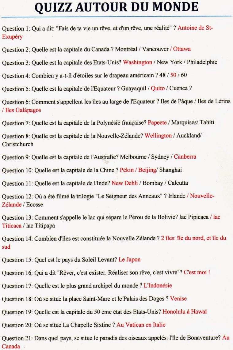 Les Activités Des Anims: Quizz Autour Du Monde intérieur Quizz Pour Maternelle