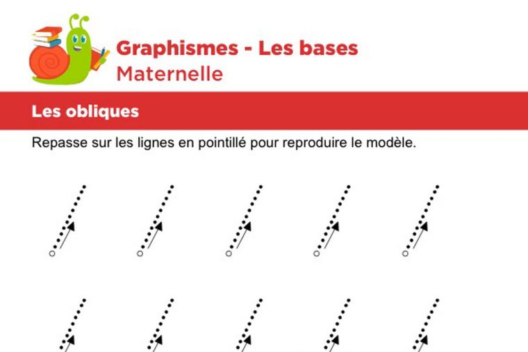 Les Bases Du Graphisme, Les Obliques Niveau 2 destiné Fiche Graphisme Maternelle