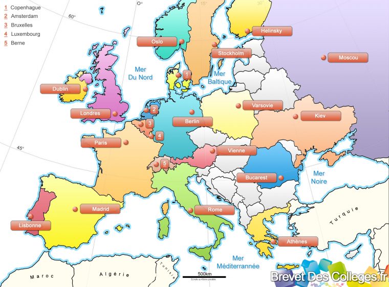 Les Capitales D'europe dedans Carte De L Europe Capitales