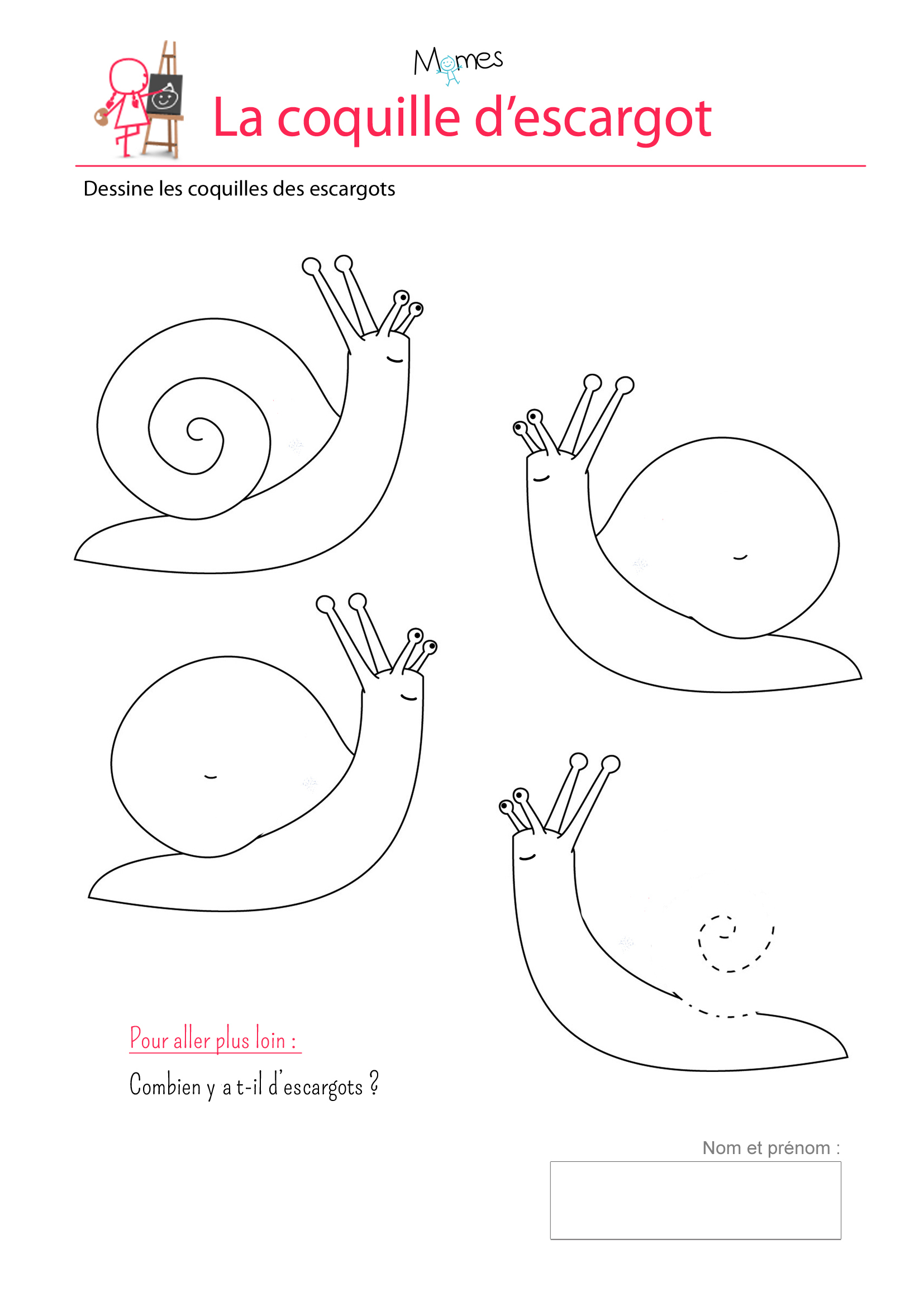 Les Coquilles D'escargots - Exercice Sur Les Spirales destiné Exercice De Maternelle A Imprimer Gratuit