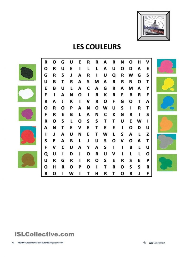 Les Couleurs | Les Couleurs En Français, Apprentissage De La à Mots Caches Francais Gratuit