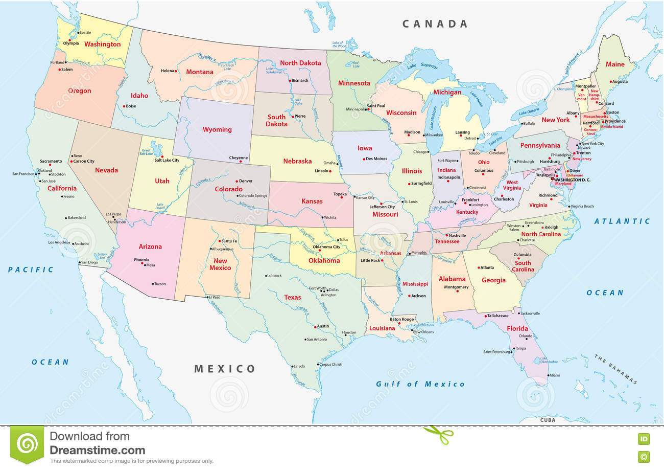 Les Etats-Unis D'amérique, Carte Administrative Illustration concernant Carte Etat Amerique