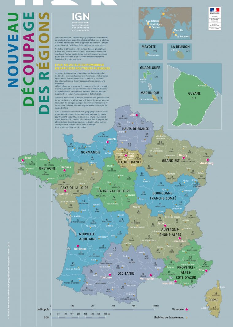 Les Fonds De Cartes Vierges De La France Proposés Par L'ign à Carte De France Vierge Nouvelles Régions