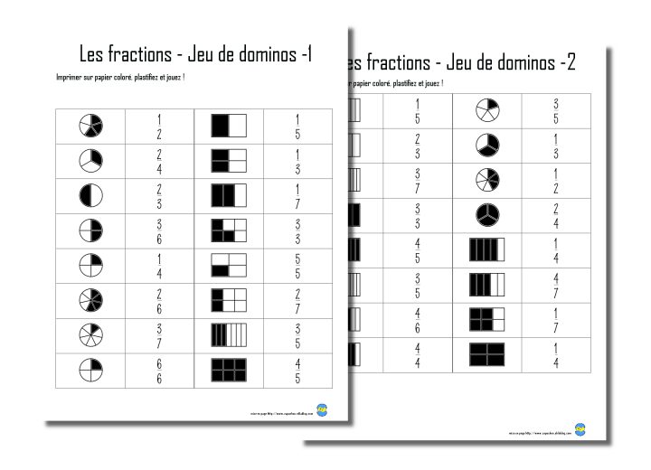 Les Fractions – Capuchon À L'école à Dominos À Imprimer