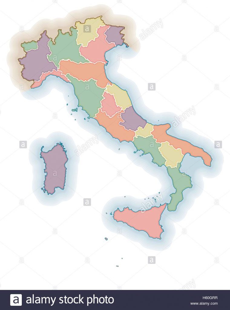 Les Frontières Des Régions Italiennes Carte Vierge. Carte à Carte Des Régions Vierge