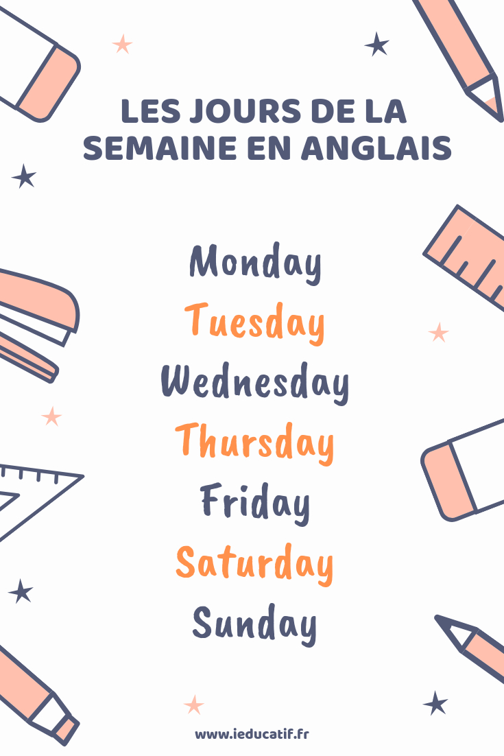 Les Jours De La Semaine En Anglais - Jeux Éducatifs pour Jeu En Anglais À Imprimer