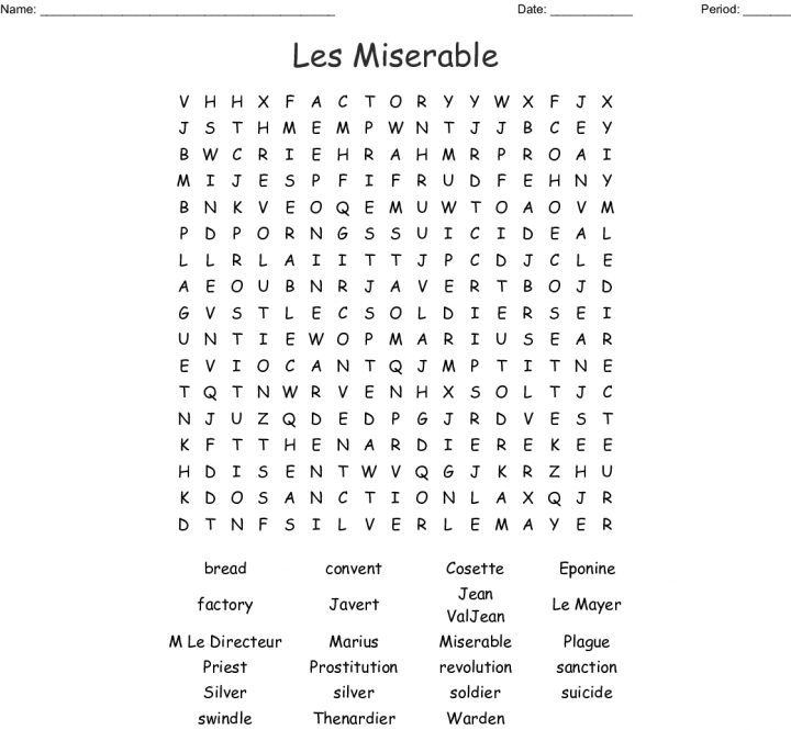 Les Miserables Word Search – Wordmint pour Mot Croiser