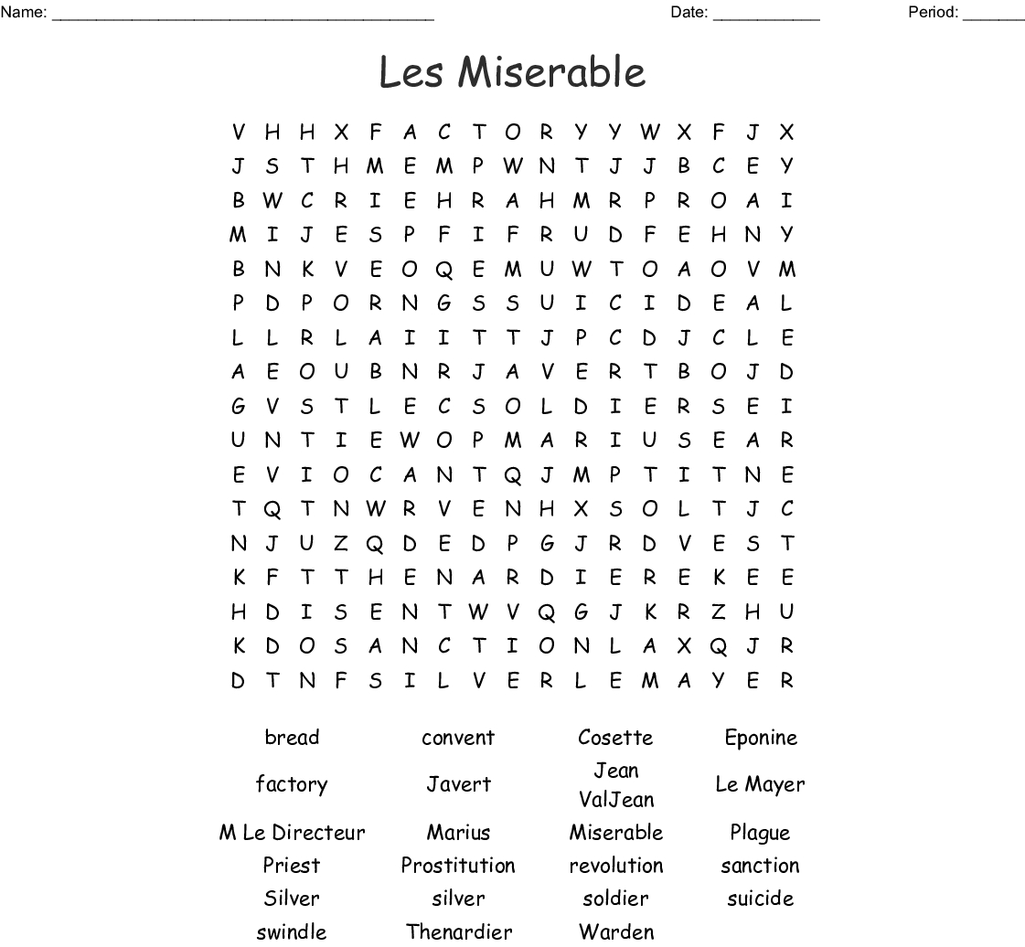 Les Miserables Word Search - Wordmint pour Mot Croiser