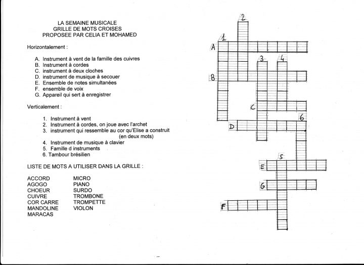 Les Mots Croisés De La Semaine Musicale – [Circonscription intérieur Mots Croisés Cm2 À Imprimer