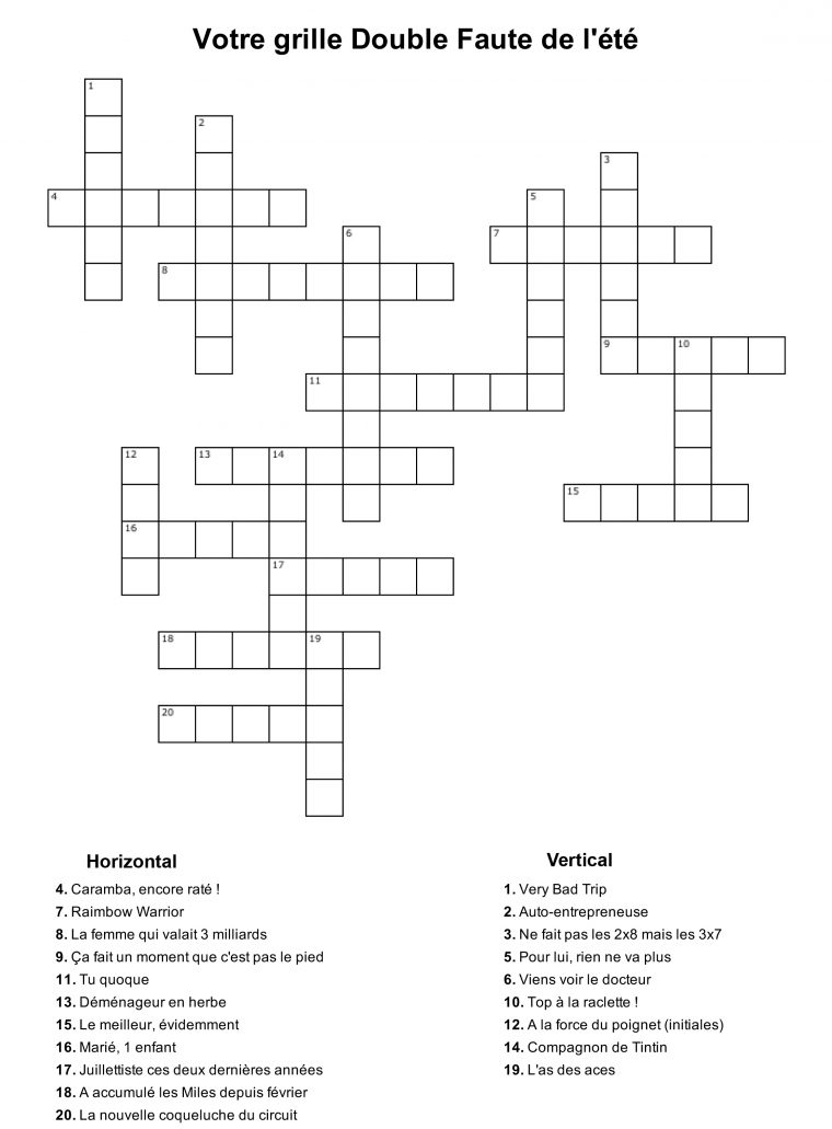 Les Mots Croisés De L'été – Double Faute pour Mots Croisés Avec Image