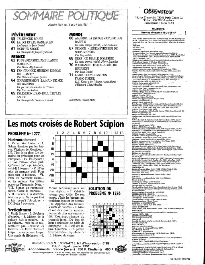 Les Mots Croisés De Robert Scipion concernant Résultats Mots Croisés