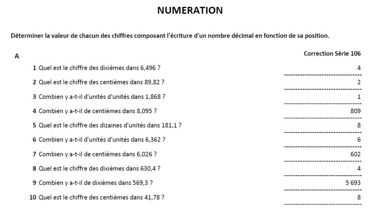 Les Nombres Décimaux serapportantà Exercice Chiffre Romain