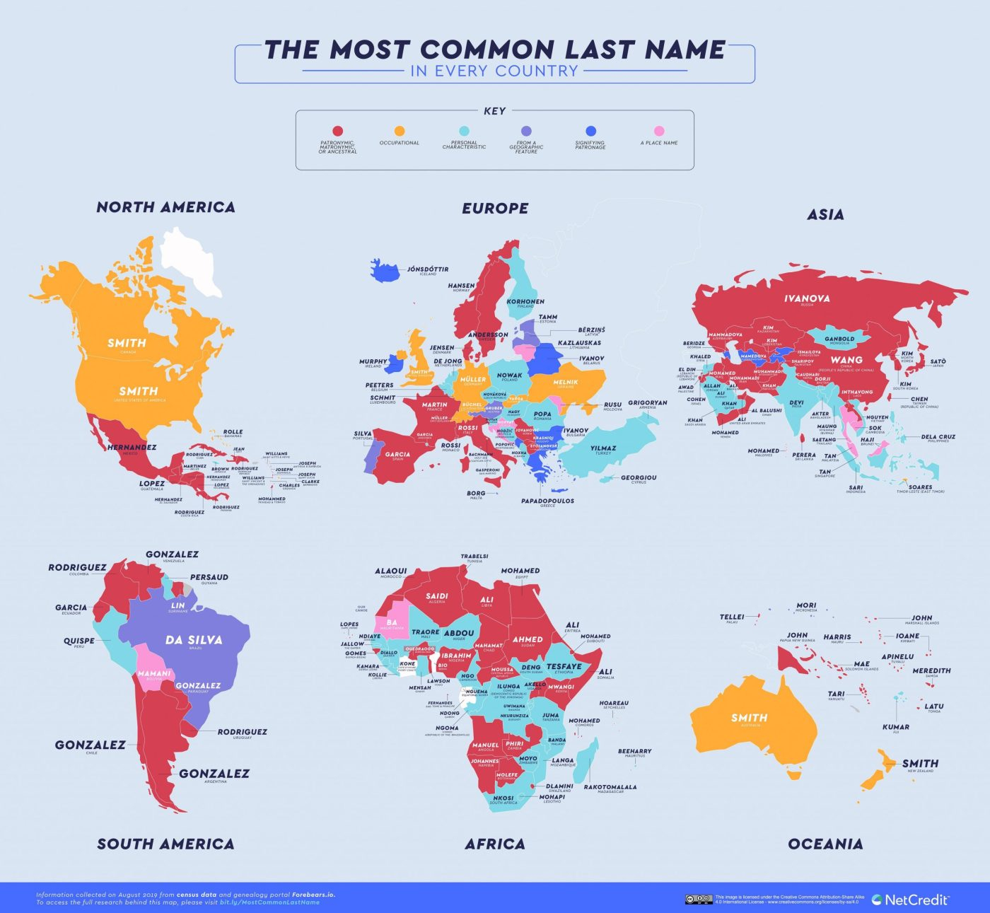 Les Noms De Famille Les Plus Utilisés Dans Chaque Pays tout Carte Europe Sans Nom Des Pays