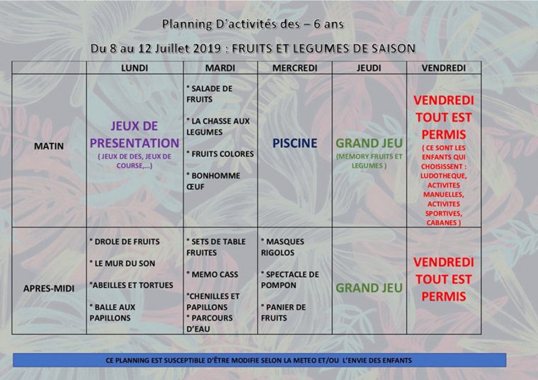 Les Plannings D'activités Eté 2019 Pour Les – De 6 Ans À L intérieur Jeux En Ligne 6 Ans