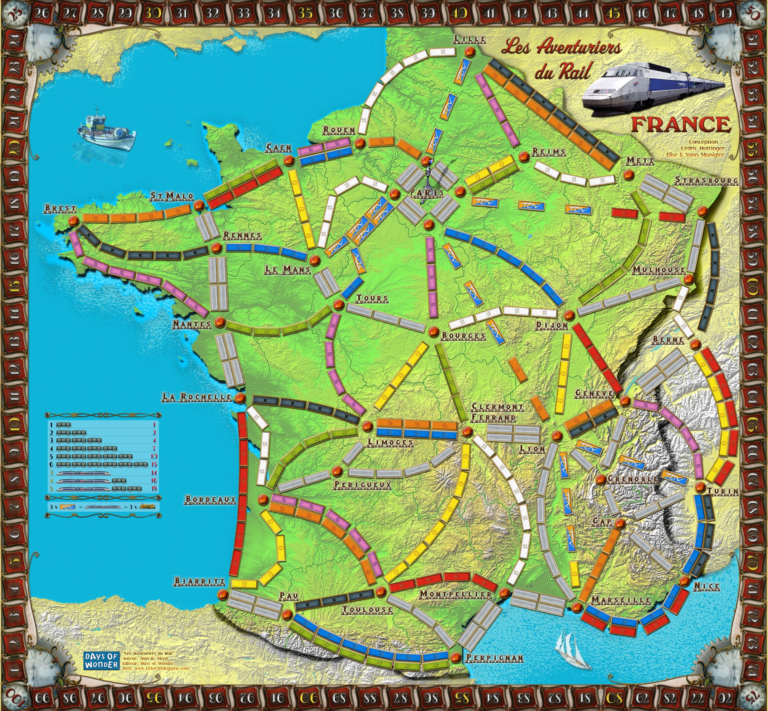 Les Plateaux: Le Point Sur Les Aventuriers Du Rail dedans Carte De France Ludique