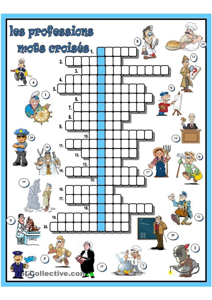 Les Professions Mots Croisés | Mots Croisés, Mots Fleches à Mots Fleches Cm1 Imprimer