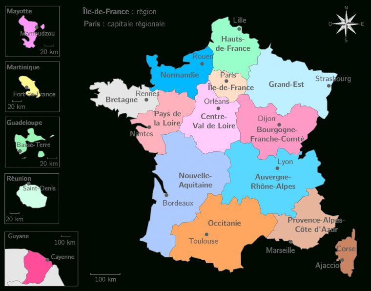 Les Régions Françaises Et Leurs Capitales – 3E – Carte concernant Carte De L Europe Avec Capitales